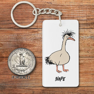 Angry Ostrich Drawing Sarcastic Phrase Bag Charm Keychain