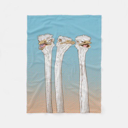 Angry Ostriches Fleece Blanket