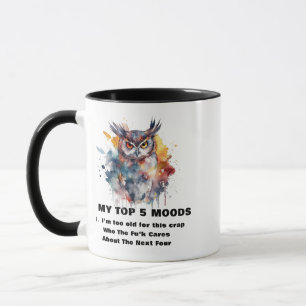 Angry Owl, "Too Old" Meme Snarky Humor Coffee Mug