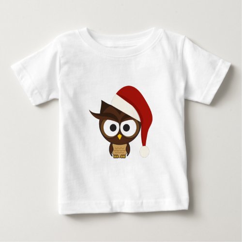 Angry Owl wearing Santa Hat Baby T_Shirt