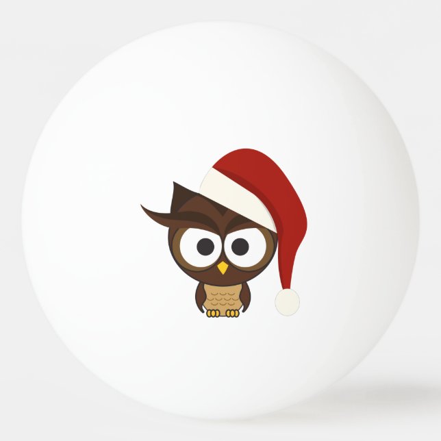 Angry Owl wearing Santa Hat Ping-Pong Ball (Front)