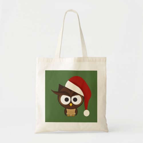 Angry Owl wearing Santa Hat Tote Bag