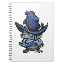 Angry Owl With Witch Hat Notebook