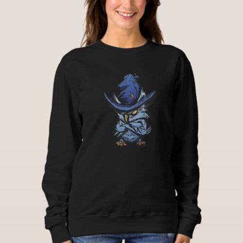 Angry Owl With Witch Hat Sweatshirt