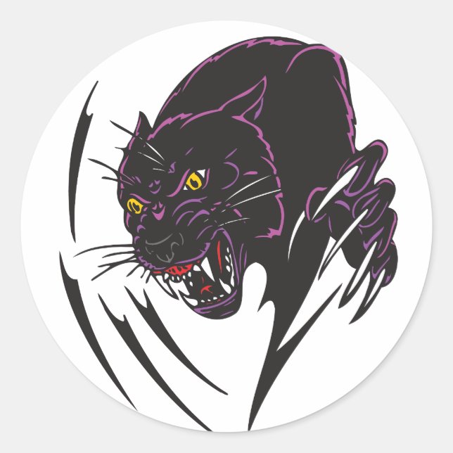 Angry Panther Classic Round Sticker (Front)