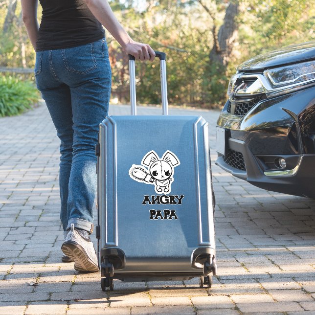 Angry Papa Grumpy Voodoo Bunny Cute Sticker (Suitcase Insitu)