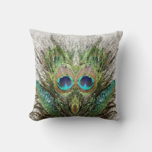 Angry Peacock Abstract Art Throw Pillow