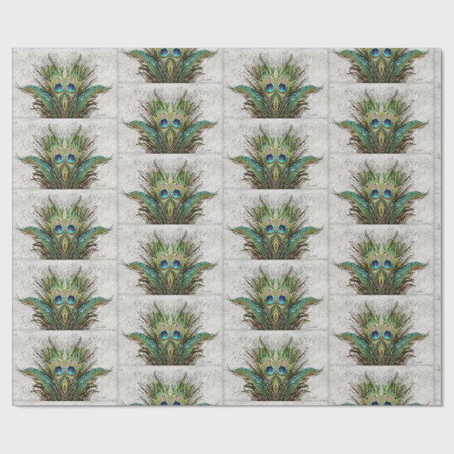 Angry Peacock Abstract Art Wrapping Paper (Flat)