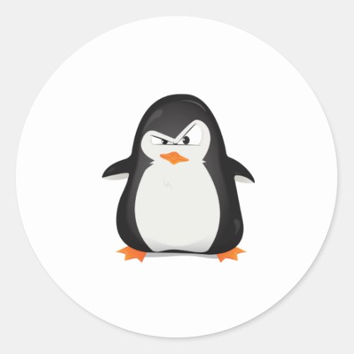 Angry Penguin Classic Round Sticker