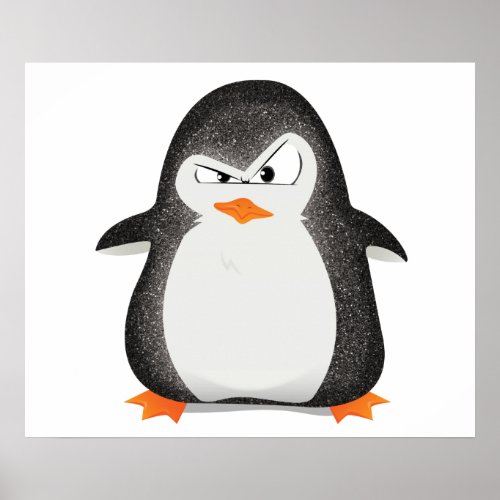 Angry Penguin Glitter Photo Print