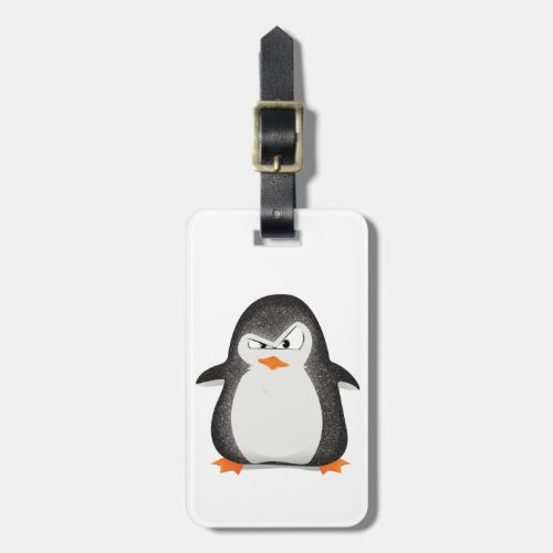 Angry Penguin Glitter Photo Print Luggage Tag