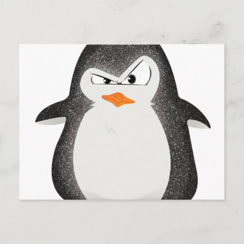 Angry Penguin Glitter Photo Print Postcard