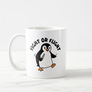 Angry Penguin Knife Minimalist Black and White Coffee Mug