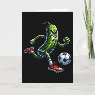 Angry Pickle Soccer Player Footbyll Cartoon Card