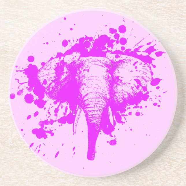 Angry Pink Elephant Drink Coaster (Front)