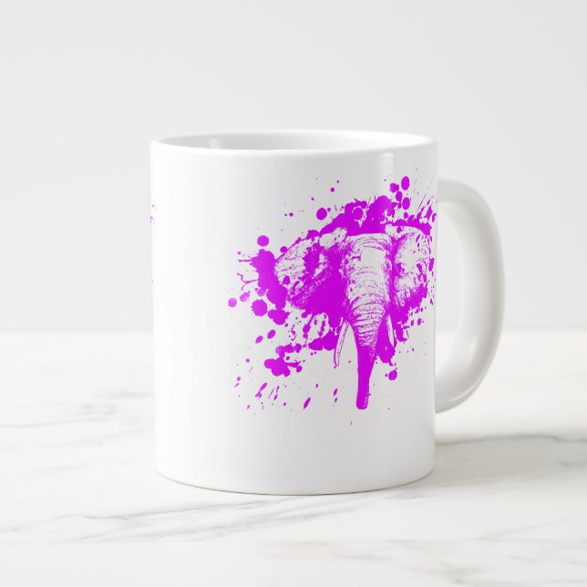 Angry Pink Elephant Giant Coffee Mug (Front Right)