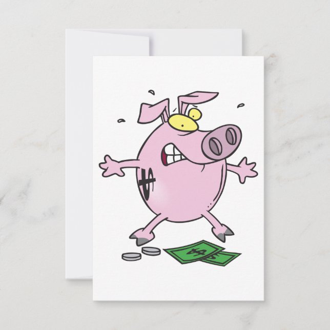 Angry Pink Piggy Bank Funny Stressed Pig Invitation (Front)