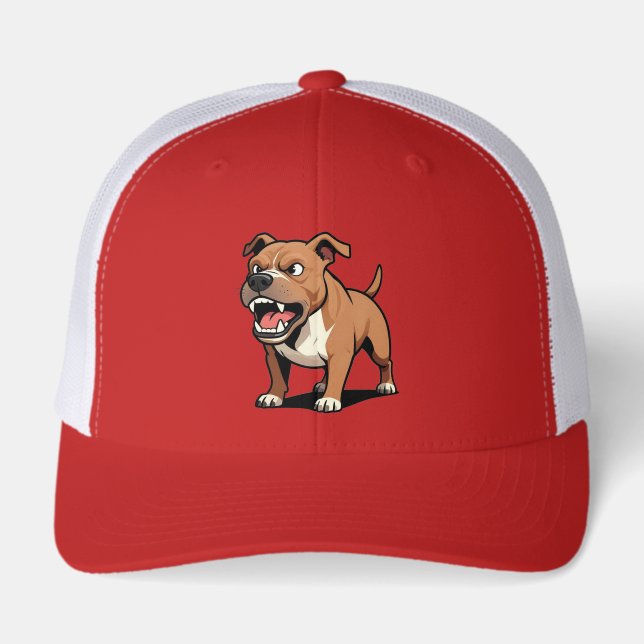 Angry Pitbull Cartoon Dog Brown Snarling (Front)