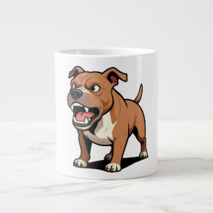 Angry Pitbull Cartoon Dog Brown Snarling Giant Coffee Mug