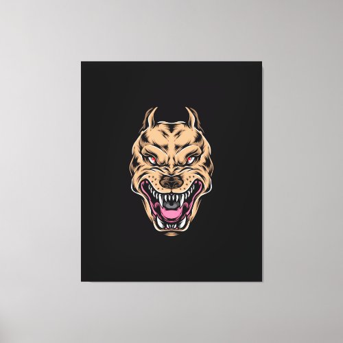 Angry Pitbull Detailed Art Canvas Print