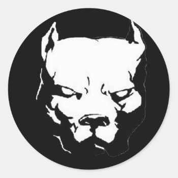 Angry Pitbull Dog Classic Round Sticker by customvendetta at Zazzle