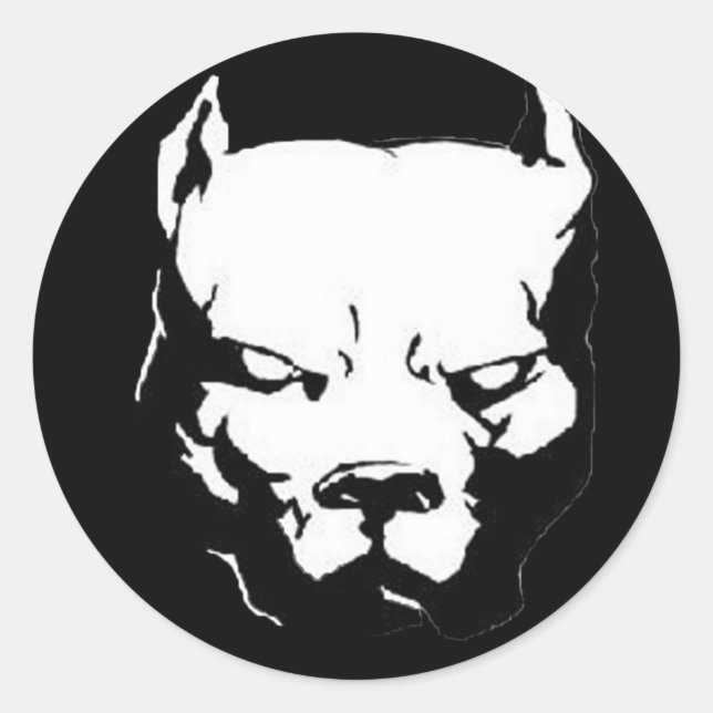 Angry Pitbull Dog Classic Round Sticker (Front)