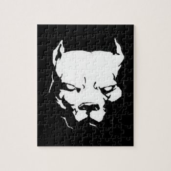 Angry Pitbull Dog Jigsaw Puzzle by customvendetta at Zazzle