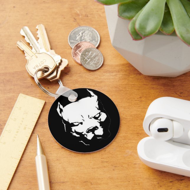 Angry Pitbull Dog Keychain | Zazzle