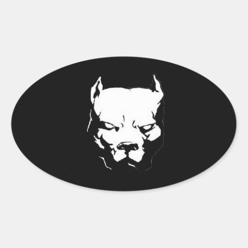 Angry Pitbull Dog Oval Sticker