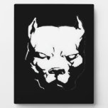 Angry Pitbull Dog Plaque at Zazzle