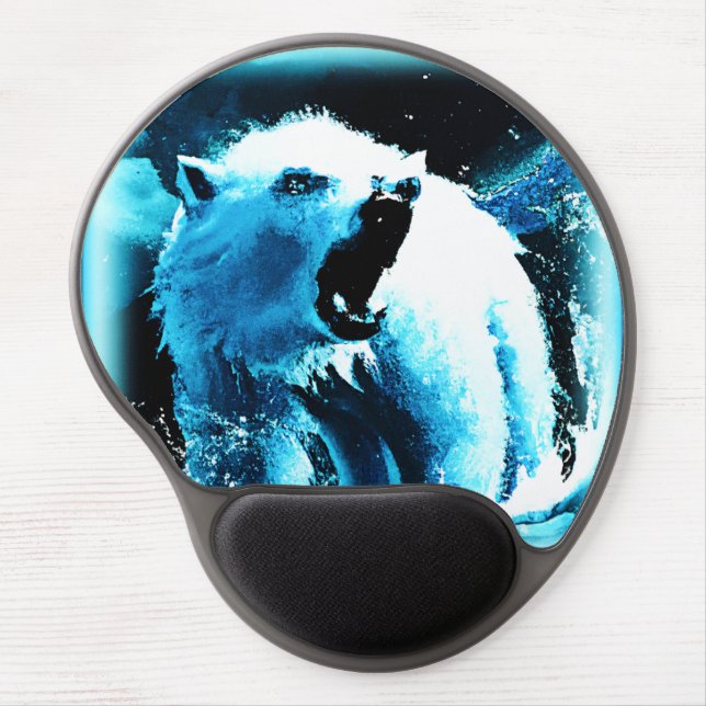 "Angry Polar Bear" Cute Painting. Buy Now Gel Mouse Pad (Front)