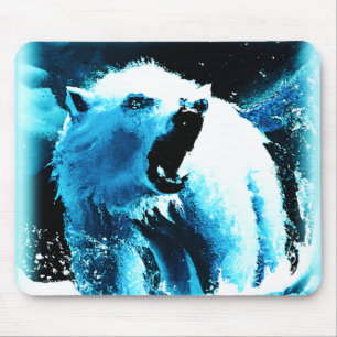 "Angry Polar Bear" Cute Painting. Buy Now Mouse Pad