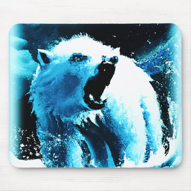 "Angry Polar Bear" Cute Painting. Buy Now Mouse Pad (Front)