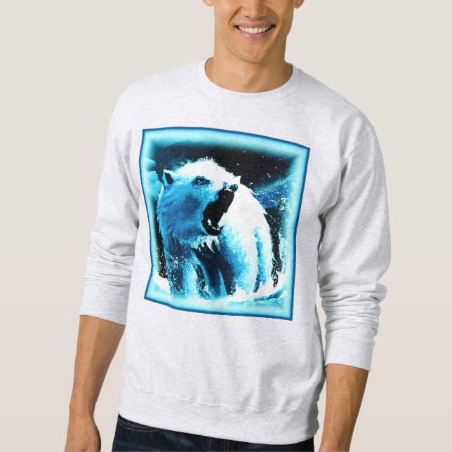 "Angry Polar Bear" Cute Painting. Buy Now Sweatshirt (Front)