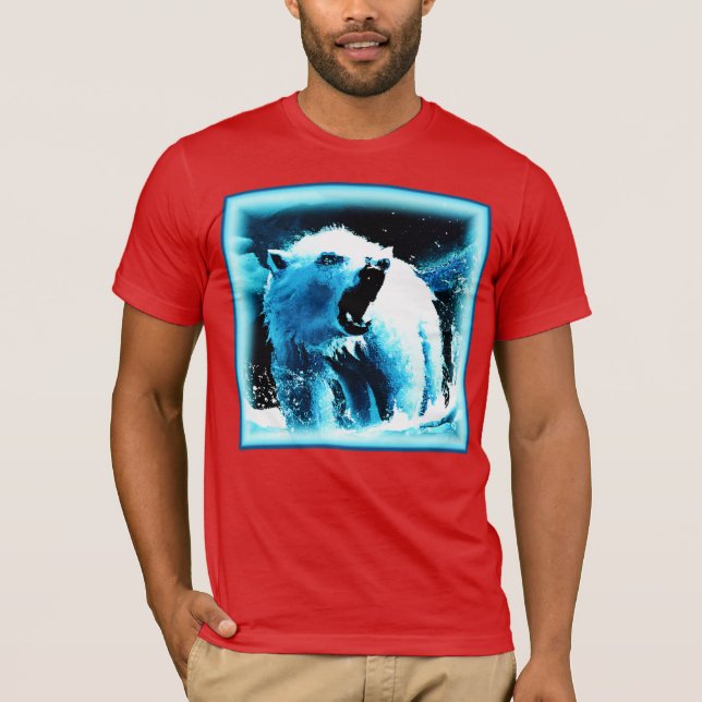 "Angry Polar Bear" Cute Painting. Buy Now T-Shirt (Front)