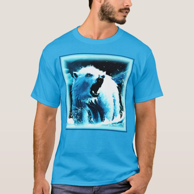 "Angry Polar Bear" Cute Painting. Buy Now T-Shirt (Front)