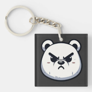 Angry Polar Bear Design Keychain