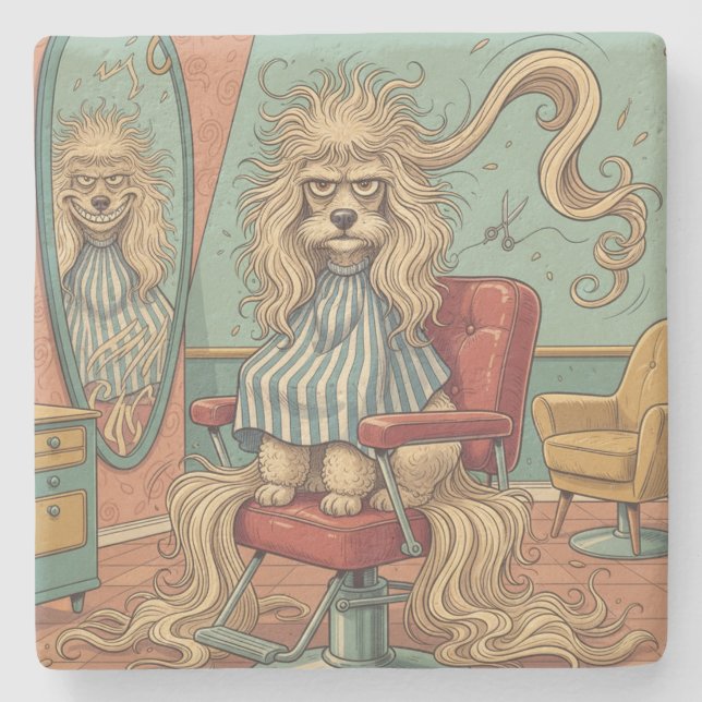 Angry Poodle  Stone Coaster (Front)
