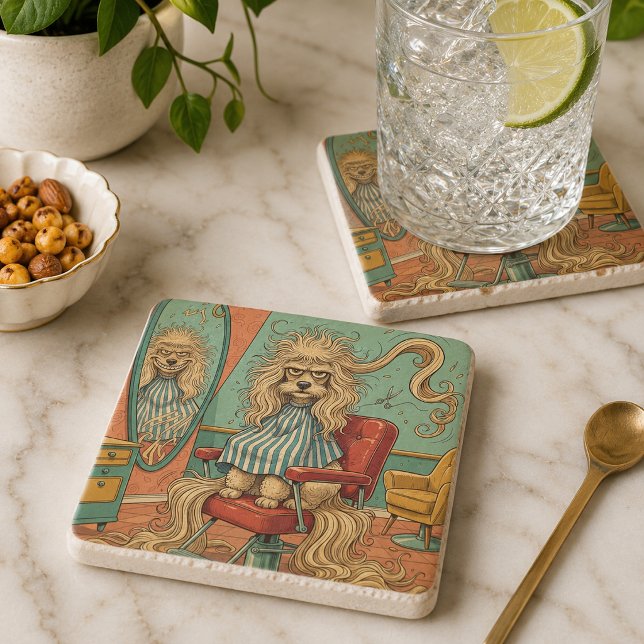 Angry Poodle  Stone Coaster (Just fine!)