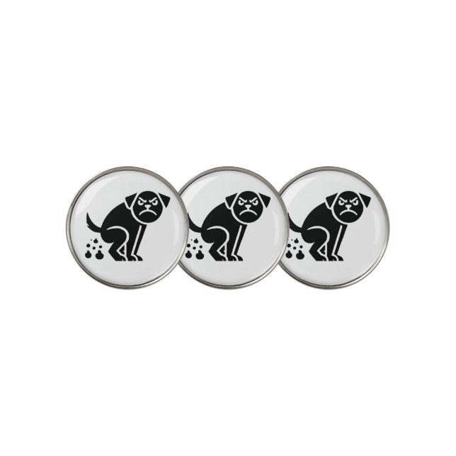 Angry Pooping Dog Golf Ball Marker (3 Up)