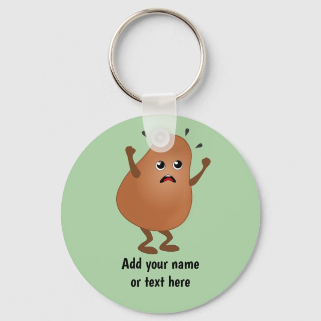 Angry Potato - an annoyed little spud - your name  Keychain (Front)