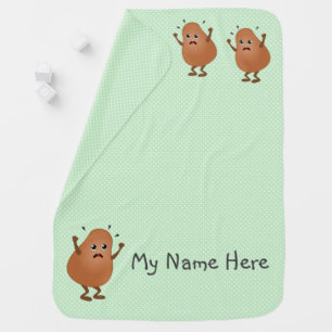 Angry Potato wailing: Green Polka Dot, add name Baby Blanket