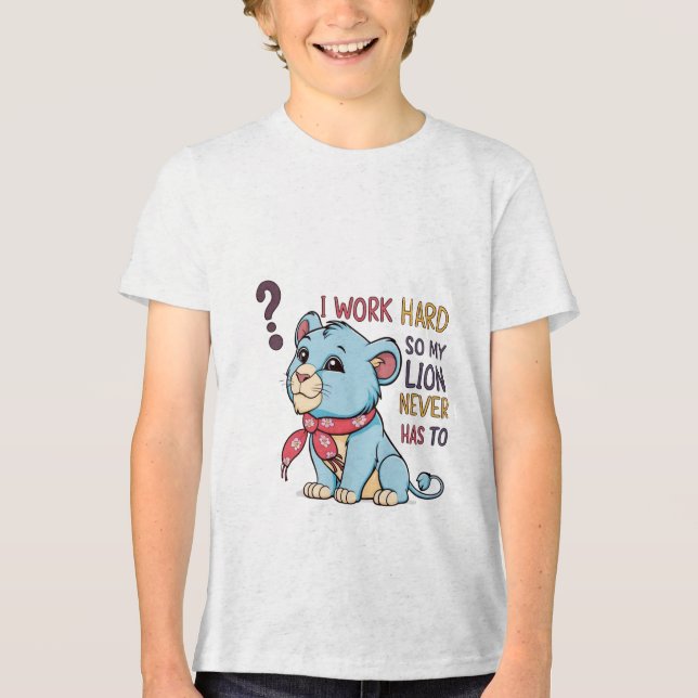 Angry Puff Lion – Cute Cartoon Lion Cub T-Shirt Tri-Blend Shirt (Front)