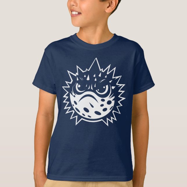 Angry Puffer Fish Funny Introvert Beach Trip Kids T-Shirt (Front)