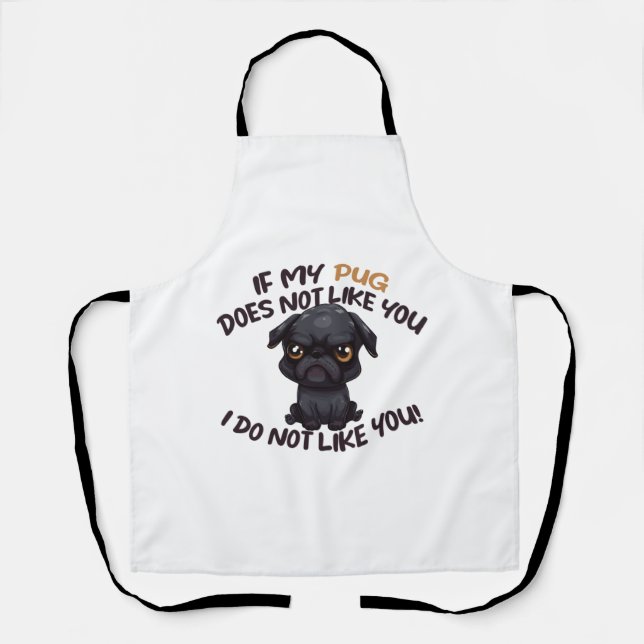 Angry Pug (Black) - Unique Design   Apron (Front)