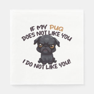 Angry Pug (Black) - Unique Design Napkins