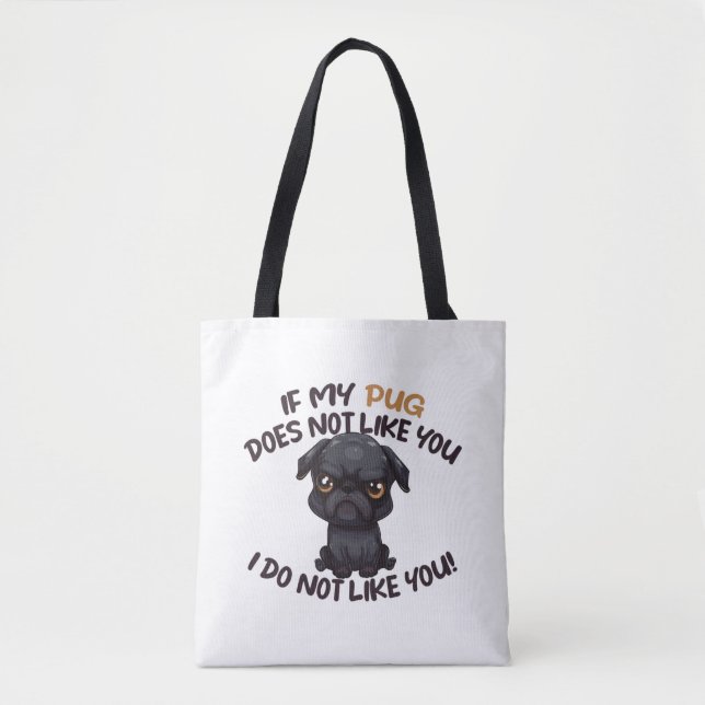 Angry Pug (Black) - Unique Design   Tote Bag (Front)