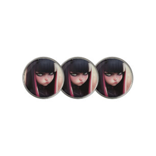 Angry Punk Rocker Girl Golf Ball Marker