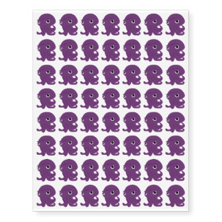 Angry purple googly-eyed squid tattoos
