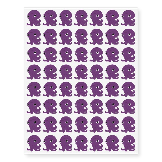 Angry purple googly-eyed squid tattoos (Front)